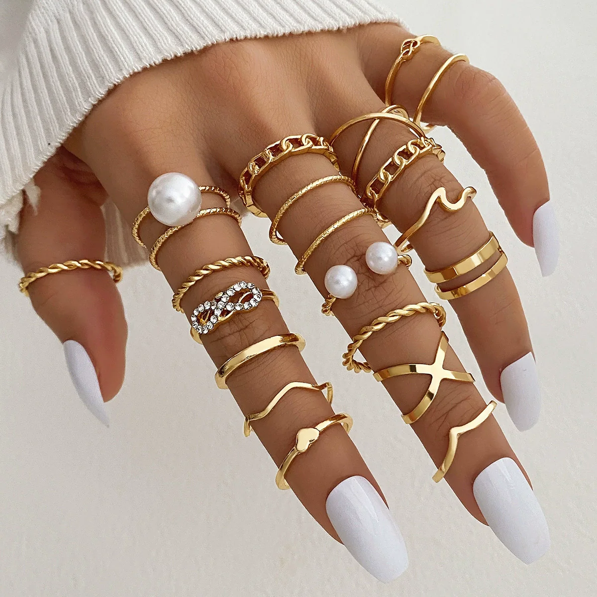 Pearl Ring Gold Alloy Creative Butterfly Love Jewelry For Women