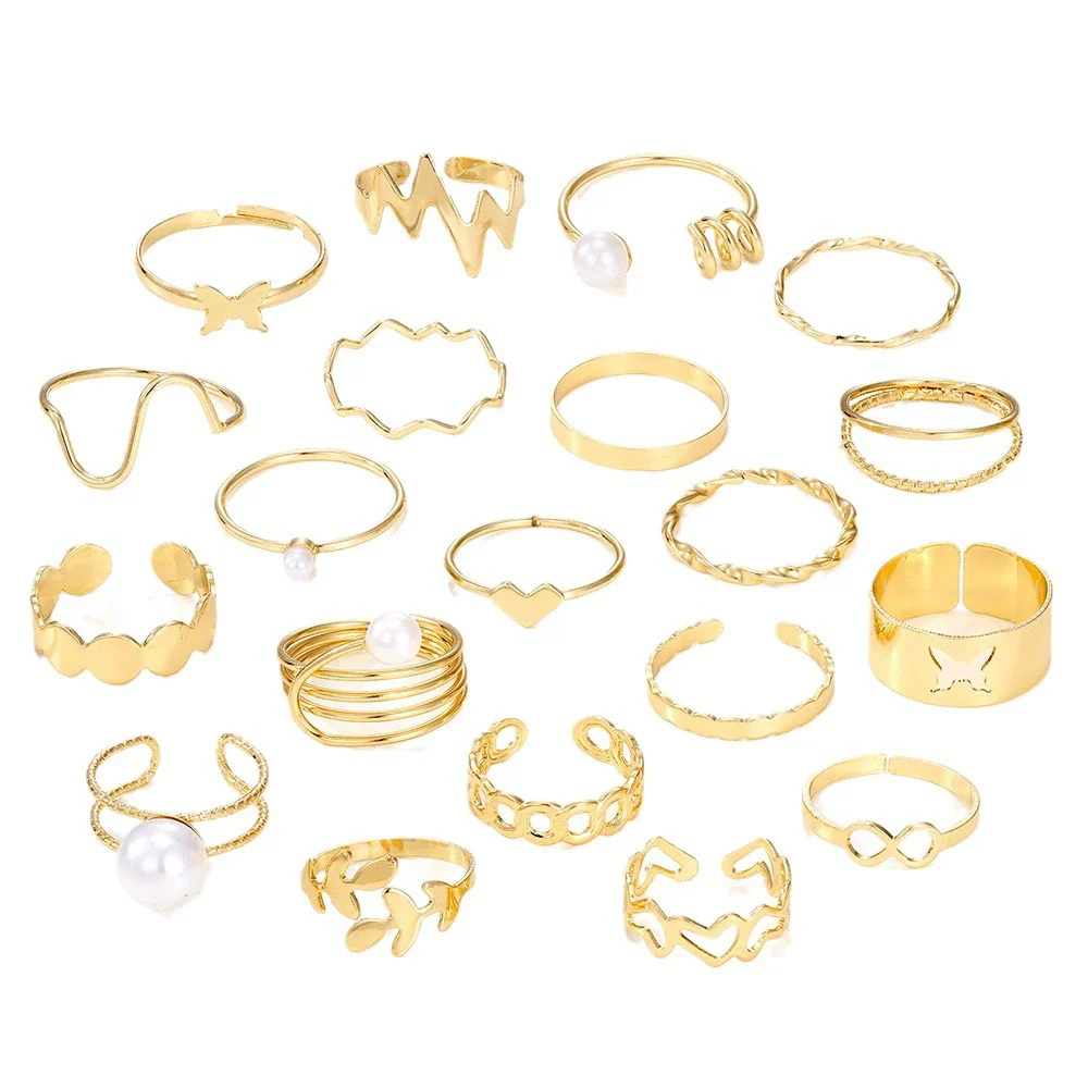 Pearl Ring Gold Alloy Creative Butterfly Love Jewelry For Women - Image 5