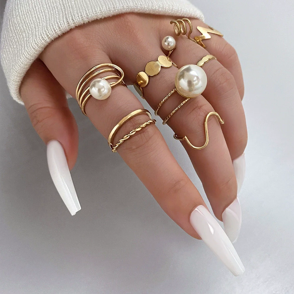 Pearl Ring Gold Alloy Creative Butterfly Love Jewelry For Women - Image 8