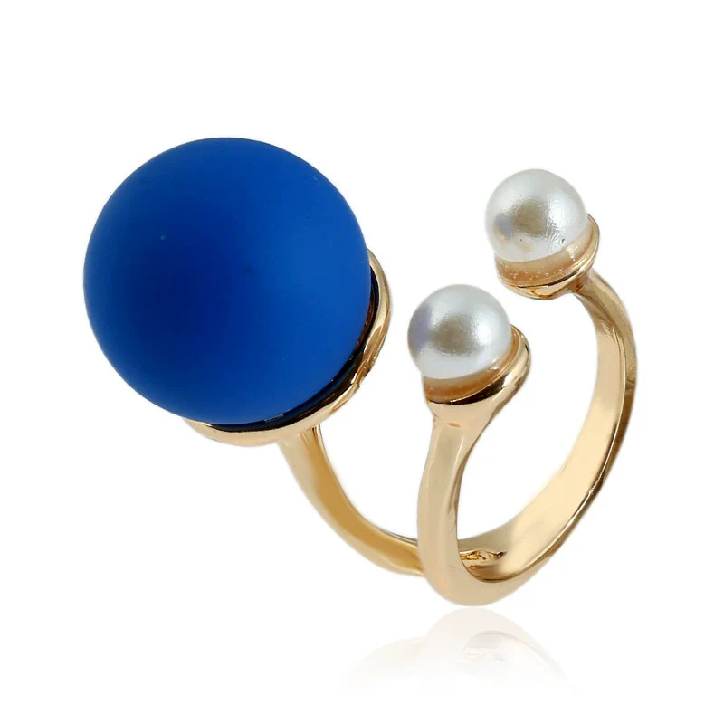 Pearl Ring Round Ball Shape Simple Geometric Style Women's Hand Jewelry - Image 9