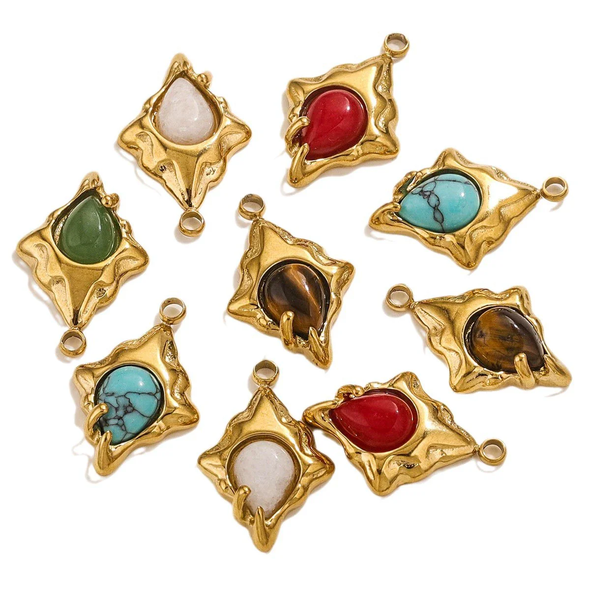 Pendant Accessories Natural Stone Titanium Steel Plated 18K True Gold Electroplating Stainless Steel Niche Style - Image 5