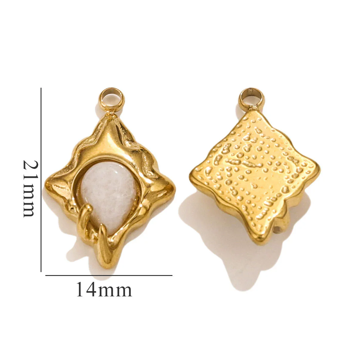 Pendant Accessories Natural Stone Titanium Steel Plated 18K True Gold Electroplating Stainless Steel Niche Style - Image 6