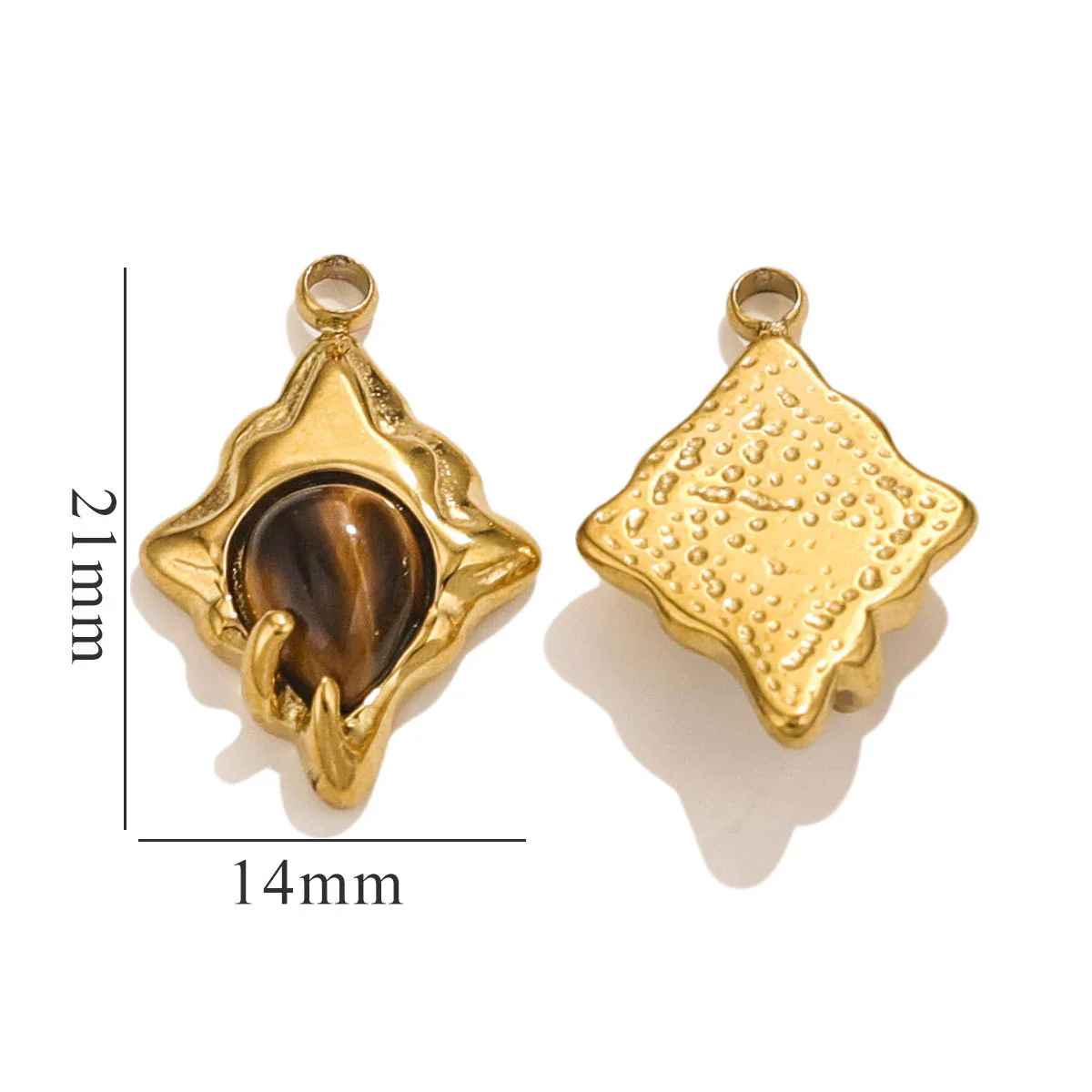 Pendant Accessories Natural Stone Titanium Steel Plated 18K True Gold Electroplating Stainless Steel Niche Style - Image 7