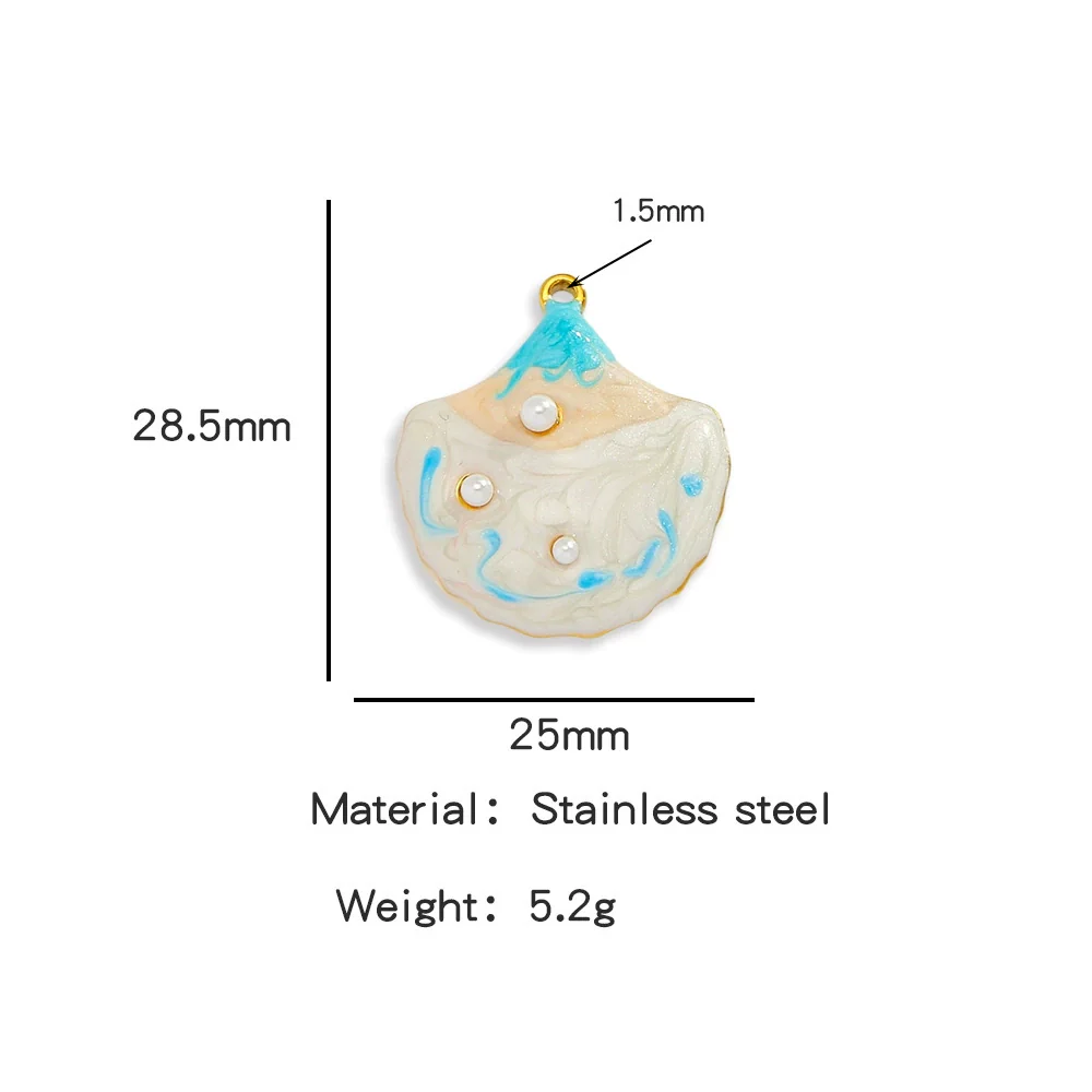 Pendant Accessories Stainless Steel Oildropped Shell Ocean Series - Image 14