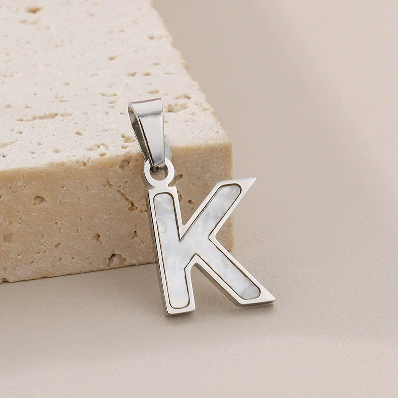 Pendant Accessories Women's Fresh And Sweet Stainless Steel With White Shell And English Letters - Image 16