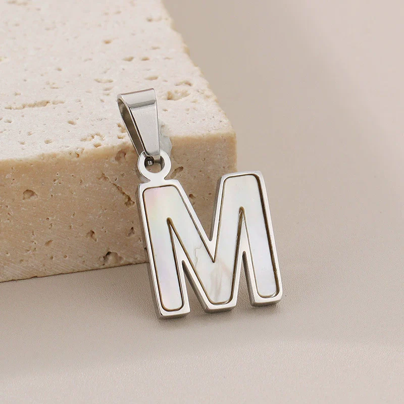 Pendant Accessories Women's Fresh And Sweet Stainless Steel With White Shell And English Letters - Image 18