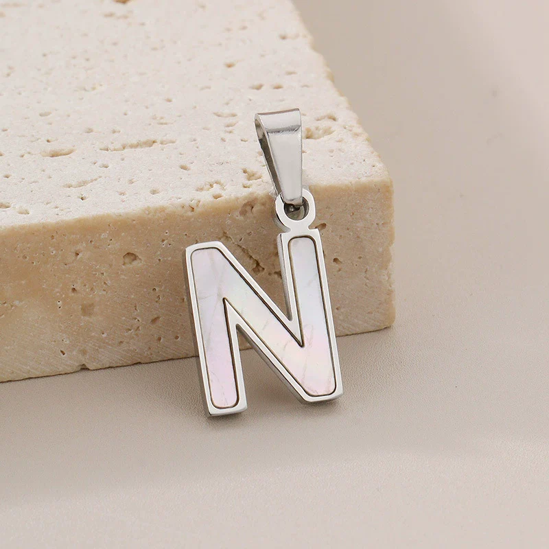 Pendant Accessories Women's Fresh And Sweet Stainless Steel With White Shell And English Letters - Image 19