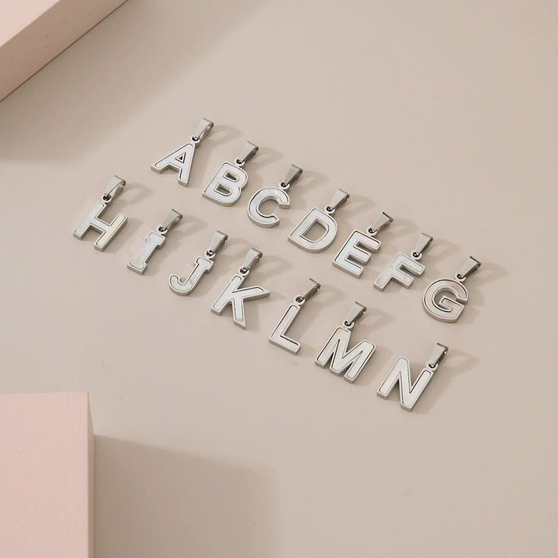 Pendant Accessories Women's Fresh And Sweet Stainless Steel With White Shell And English Letters - Image 2