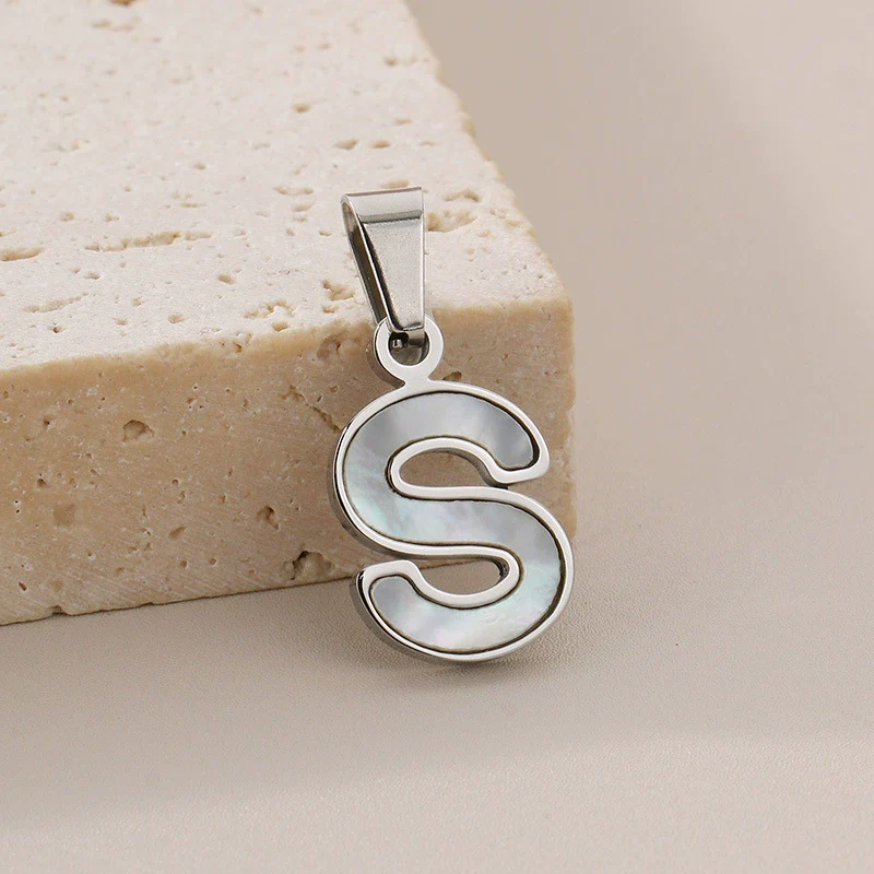 Pendant Accessories Women's Fresh And Sweet Stainless Steel With White Shell And English Letters - Image 24