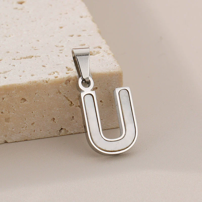 Pendant Accessories Women's Fresh And Sweet Stainless Steel With White Shell And English Letters - Image 26