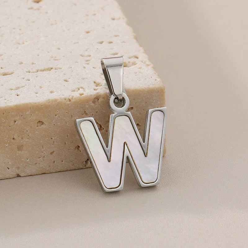 Pendant Accessories Women's Fresh And Sweet Stainless Steel With White Shell And English Letters - Image 28
