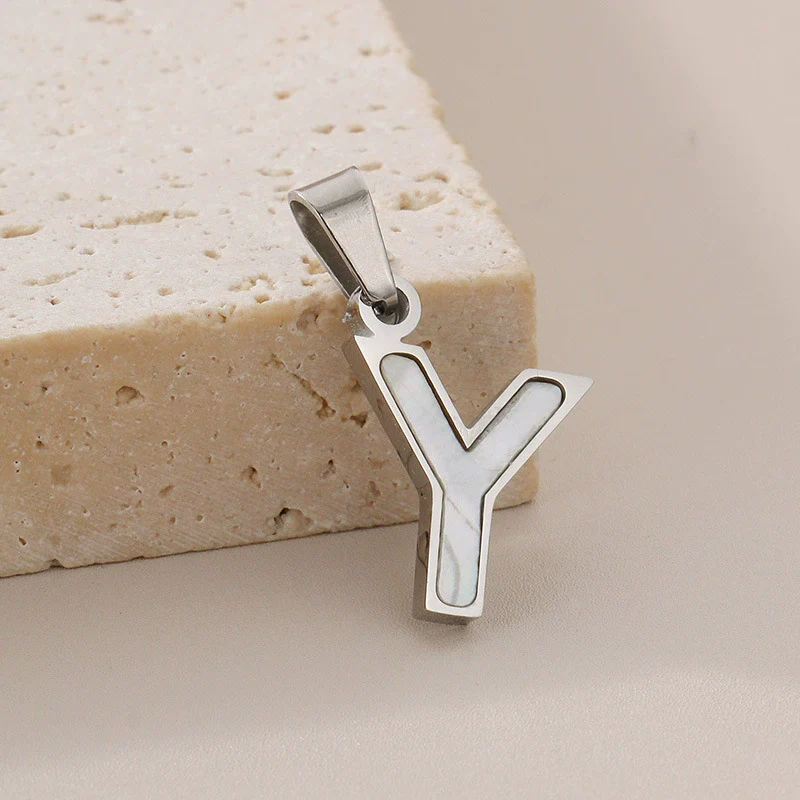 Pendant Accessories Women's Fresh And Sweet Stainless Steel With White Shell And English Letters - Image 30