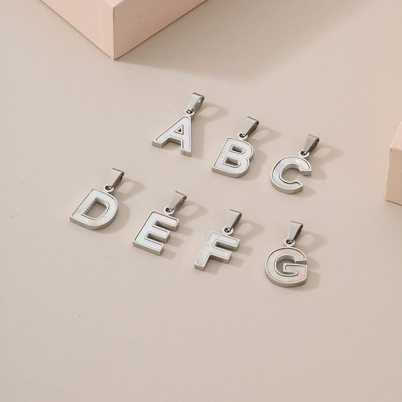 Pendant Accessories Women's Fresh And Sweet Stainless Steel With White Shell And English Letters - Image 4