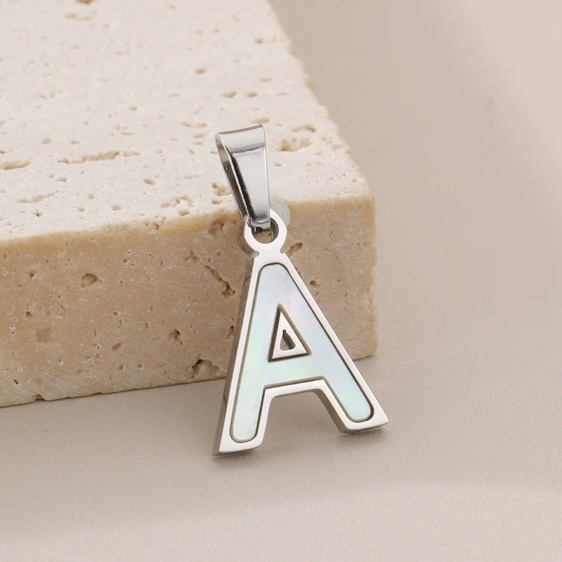 Pendant Accessories Women's Fresh And Sweet Stainless Steel With White Shell And English Letters - Image 6