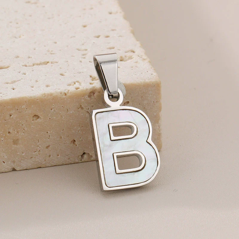 Pendant Accessories Women's Fresh And Sweet Stainless Steel With White Shell And English Letters - Image 7