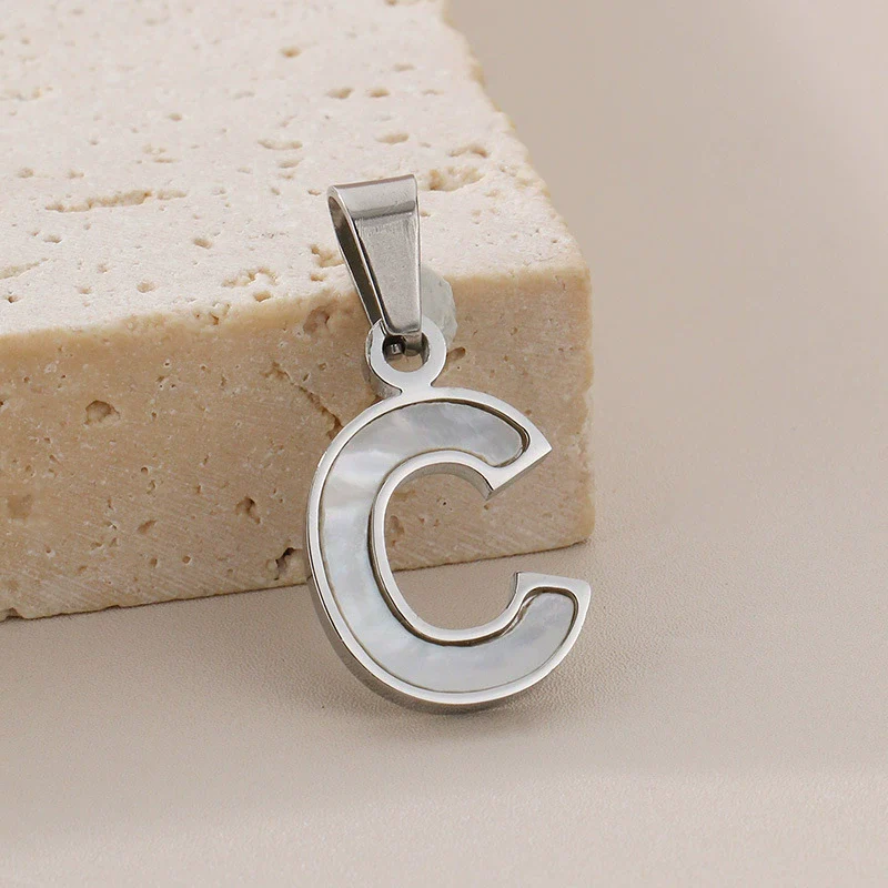 Pendant Accessories Women's Fresh And Sweet Stainless Steel With White Shell And English Letters - Image 8