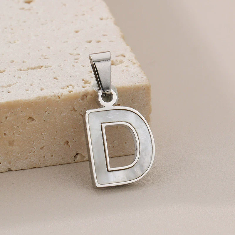 Pendant Accessories Women's Fresh And Sweet Stainless Steel With White Shell And English Letters - Image 9