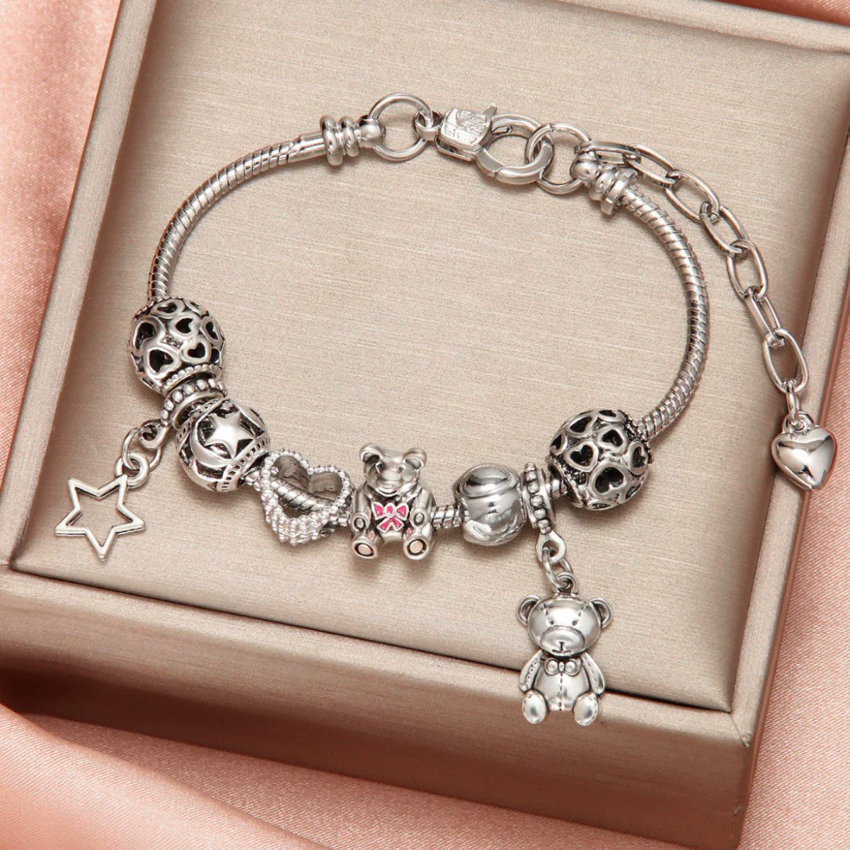 Pendant Bracelet Zinc Alloy Wave Heart Shape Cartoon Characters Electroplated Diy Handmade For Child Unisex - Image 4