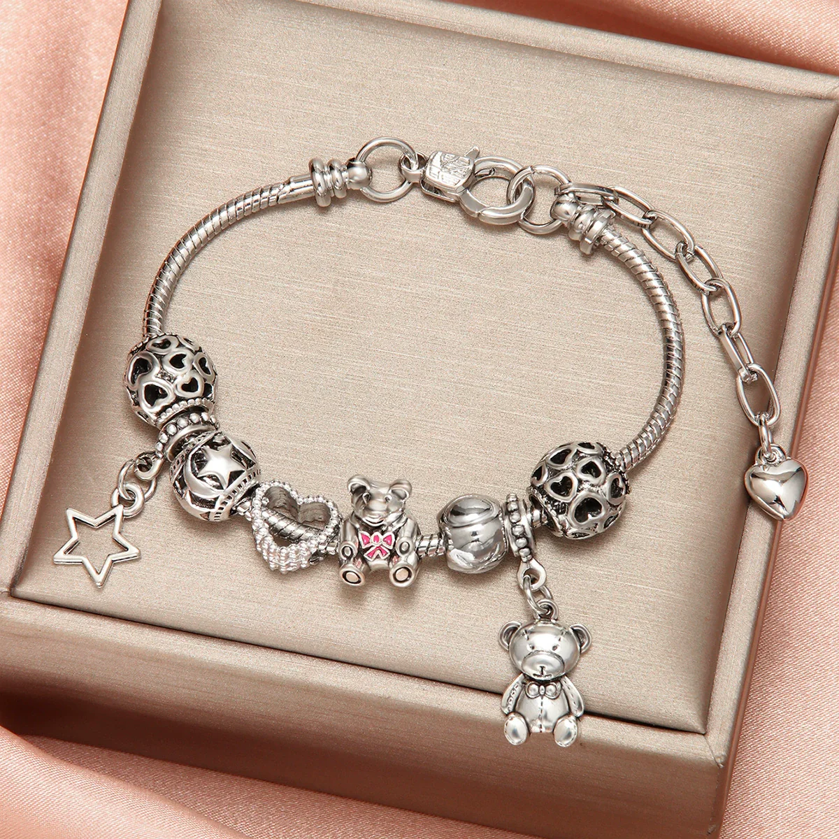 Pendant Bracelet Zinc Alloy Wave Heart Shape Cartoon Characters Electroplated Diy Handmade For Child Unisex - Image 6