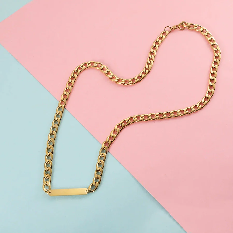 Pendant Chain Hip Hop Cold Style Niche Ushape Cuban Chain Stainless Steel Titanium Steel Electroplating - Image 2