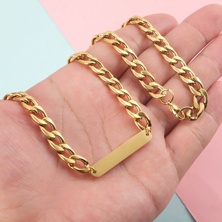Pendant Chain Hip Hop Cold Style Niche Ushape Cuban Chain Stainless Steel Titanium Steel Electroplating - Image 3