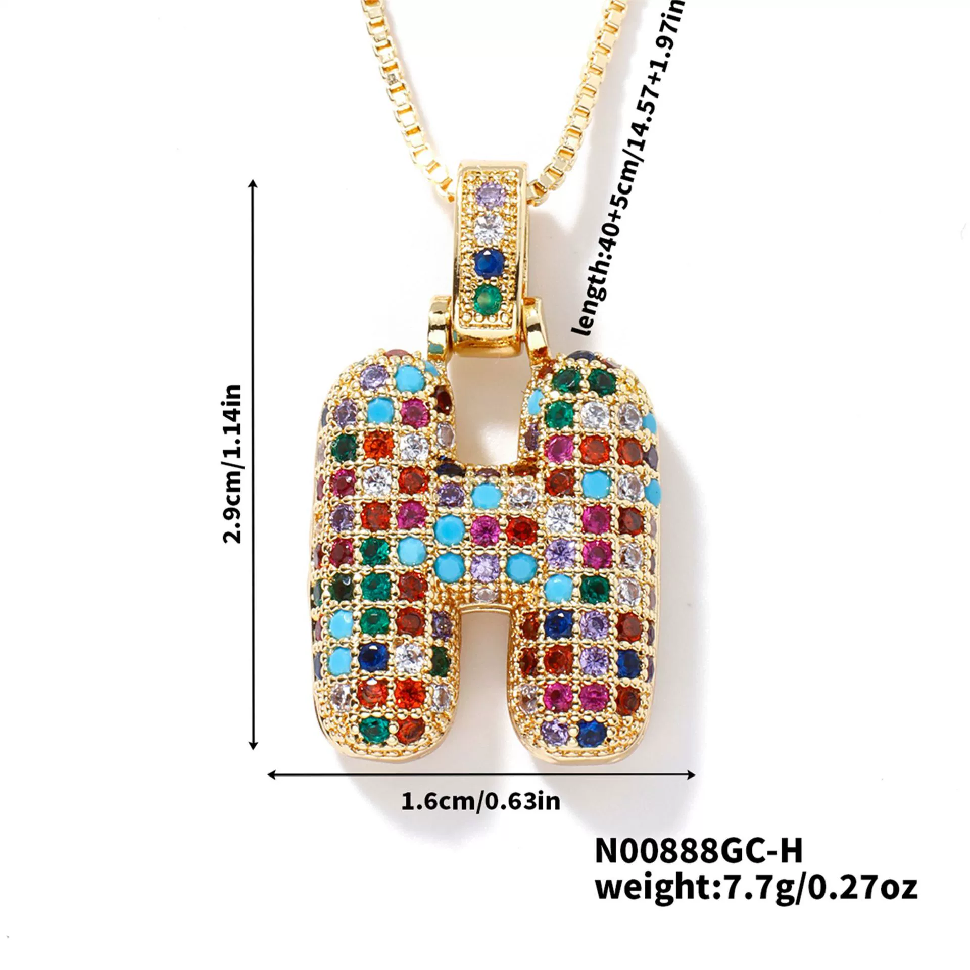 Pendant Clavicle Chain Copper Inlaid Zircon Hip Hop Style With Letter Pattern Electroplated - Image 13