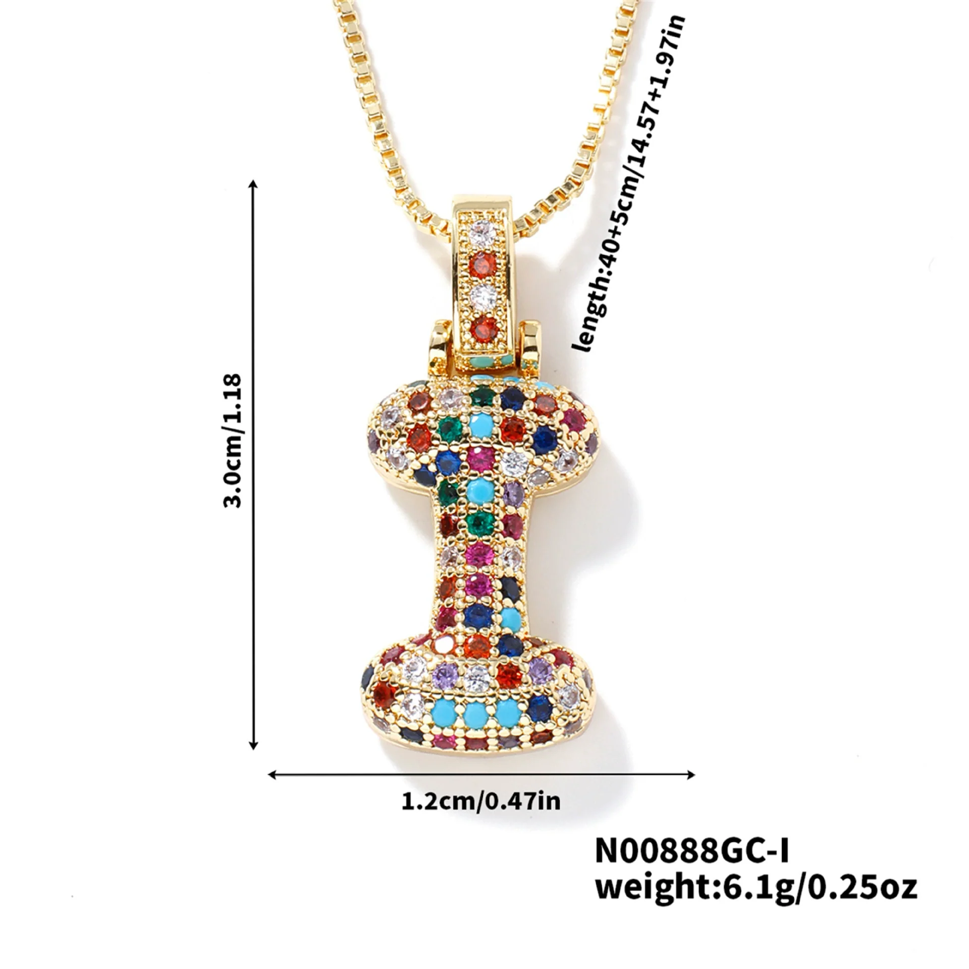 Pendant Clavicle Chain Copper Inlaid Zircon Hip Hop Style With Letter Pattern Electroplated - Image 14