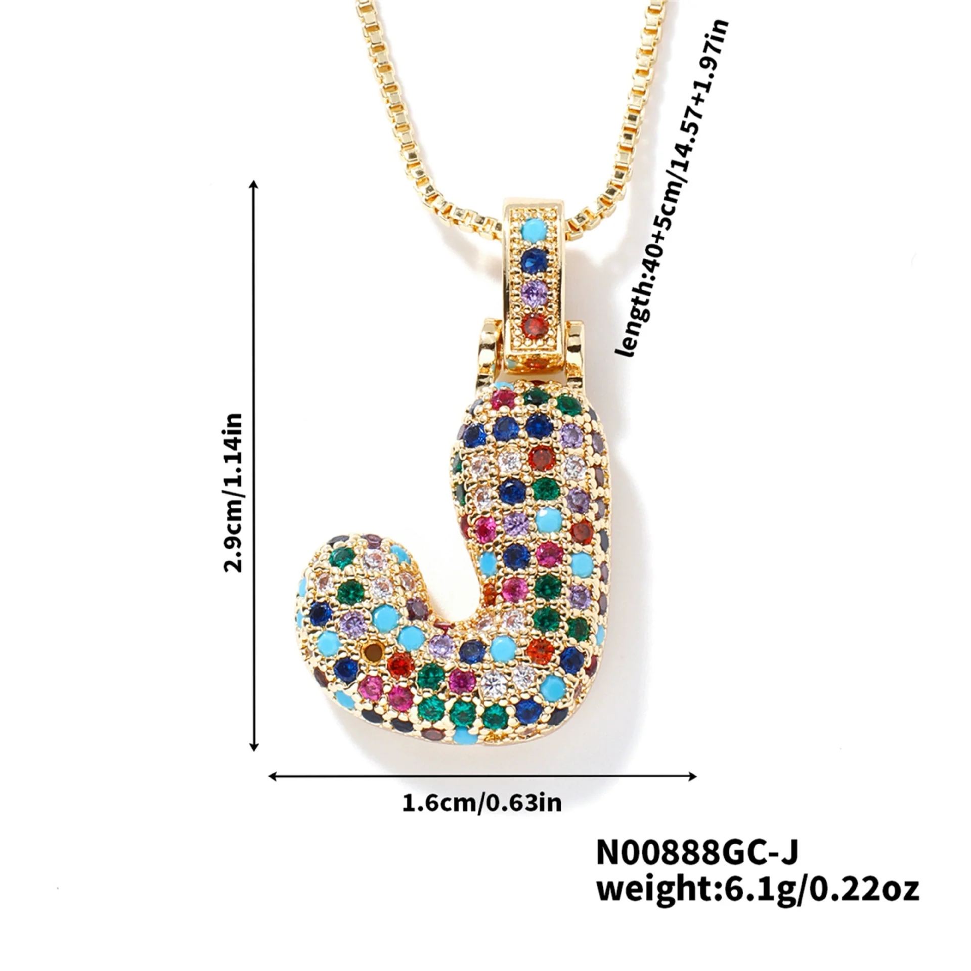 Pendant Clavicle Chain Copper Inlaid Zircon Hip Hop Style With Letter Pattern Electroplated - Image 15