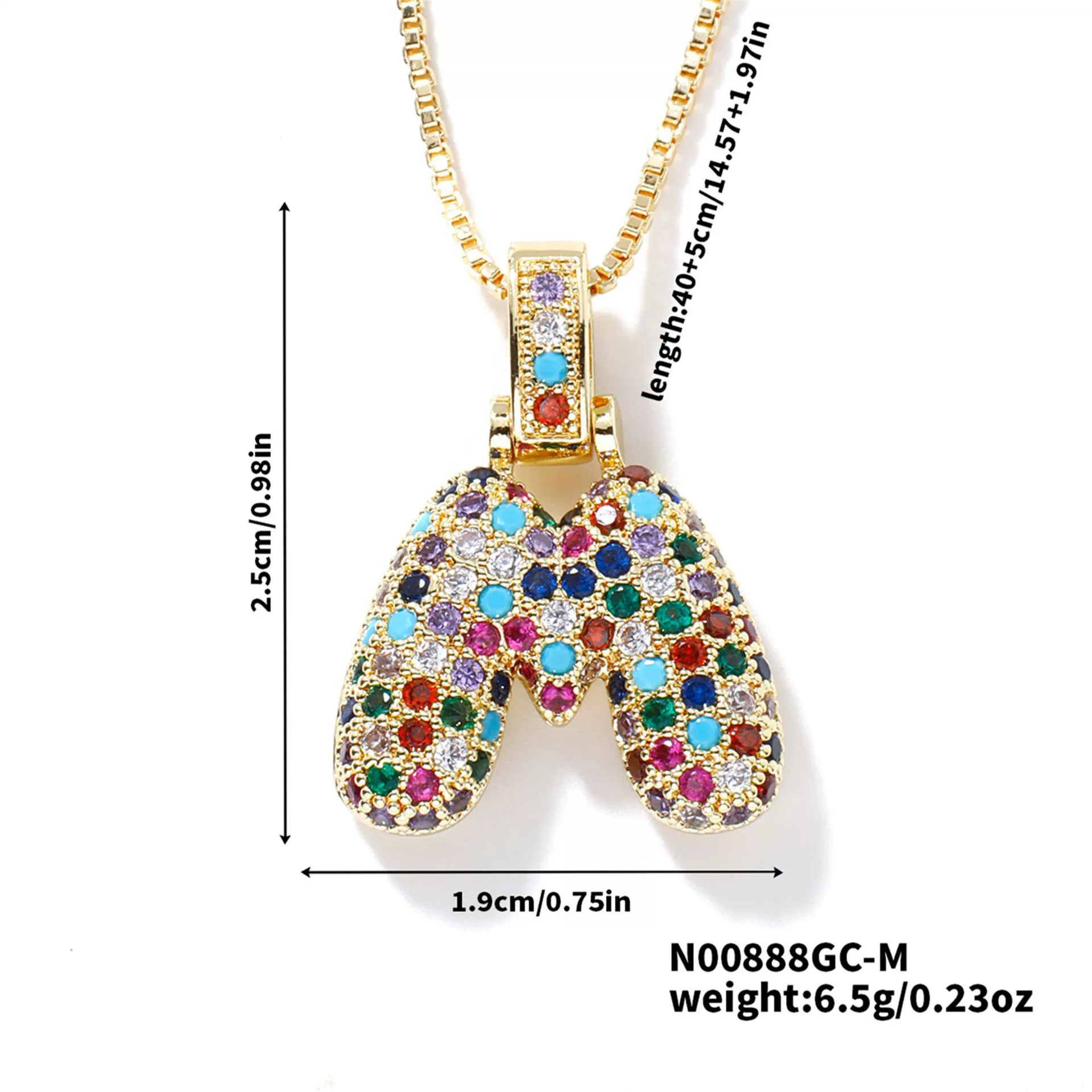 Pendant Clavicle Chain Copper Inlaid Zircon Hip Hop Style With Letter Pattern Electroplated - Image 18
