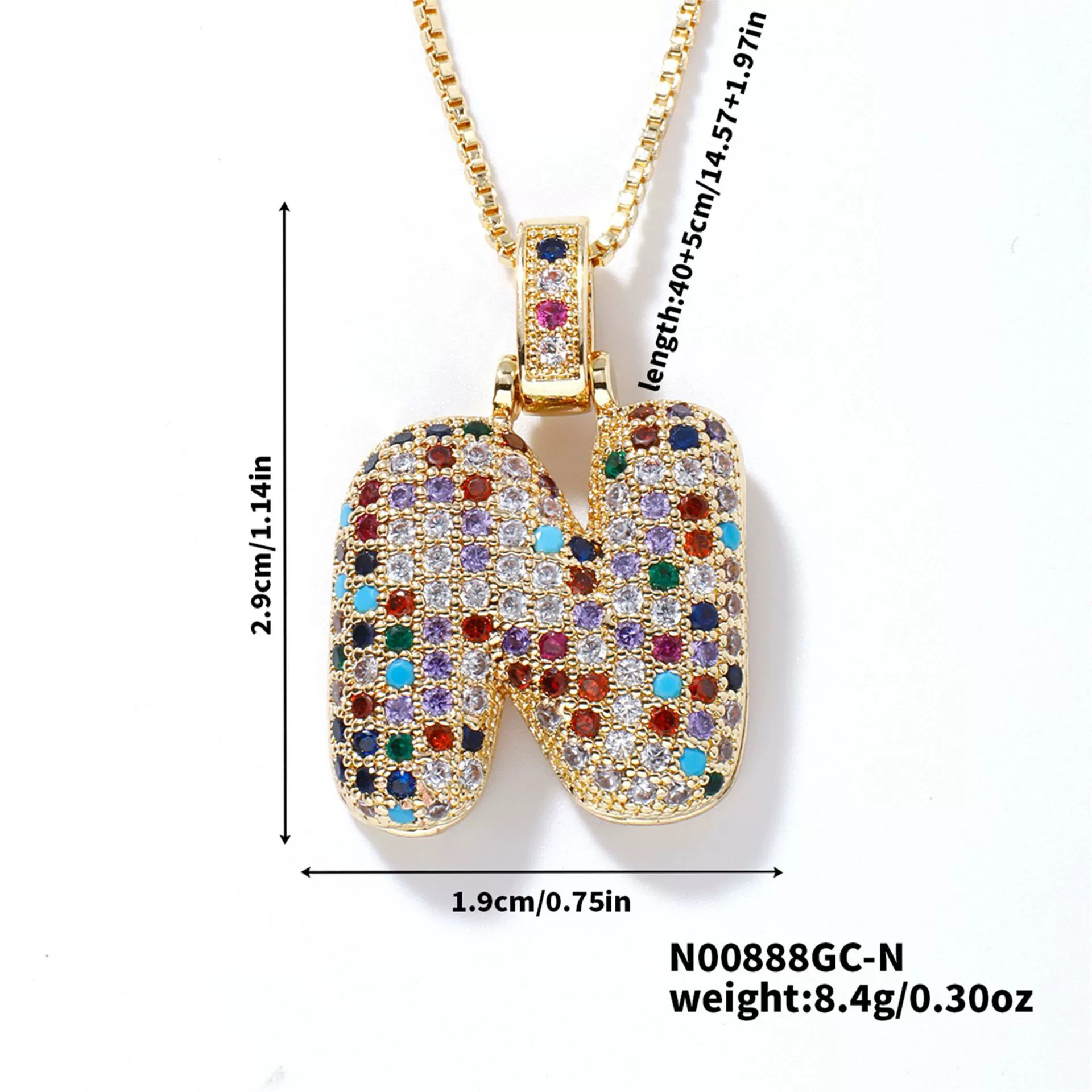 Pendant Clavicle Chain Copper Inlaid Zircon Hip Hop Style With Letter Pattern Electroplated - Image 19