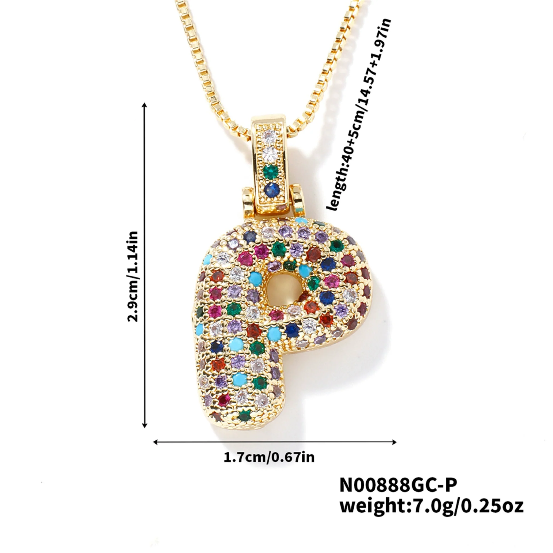 Pendant Clavicle Chain Copper Inlaid Zircon Hip Hop Style With Letter Pattern Electroplated - Image 21