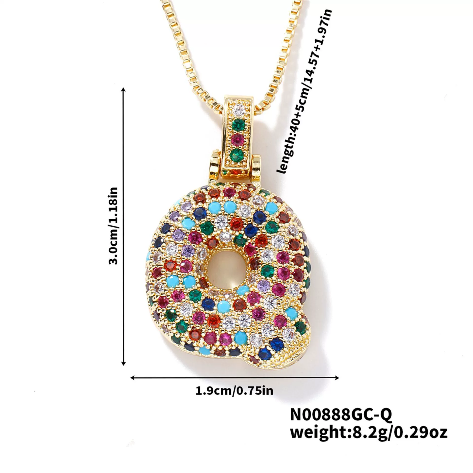 Pendant Clavicle Chain Copper Inlaid Zircon Hip Hop Style With Letter Pattern Electroplated - Image 22
