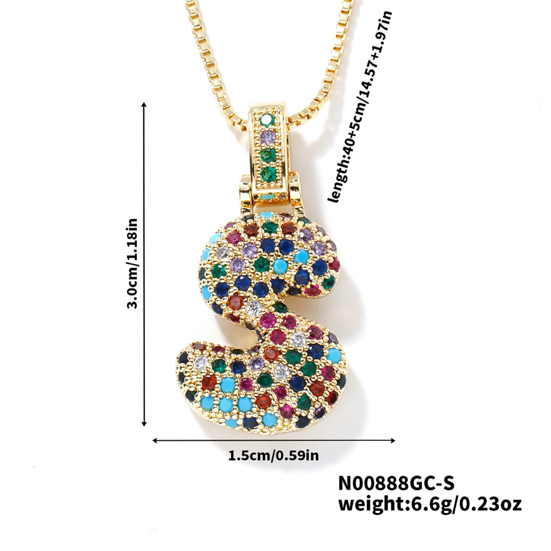Pendant Clavicle Chain Copper Inlaid Zircon Hip Hop Style With Letter Pattern Electroplated - Image 24