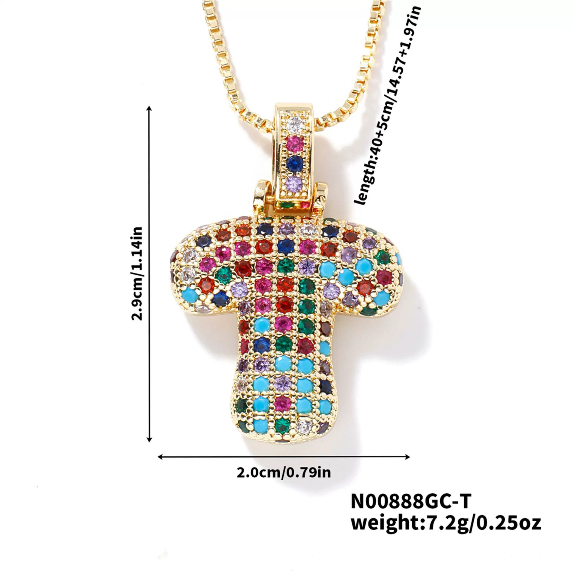 Pendant Clavicle Chain Copper Inlaid Zircon Hip Hop Style With Letter Pattern Electroplated - Image 25