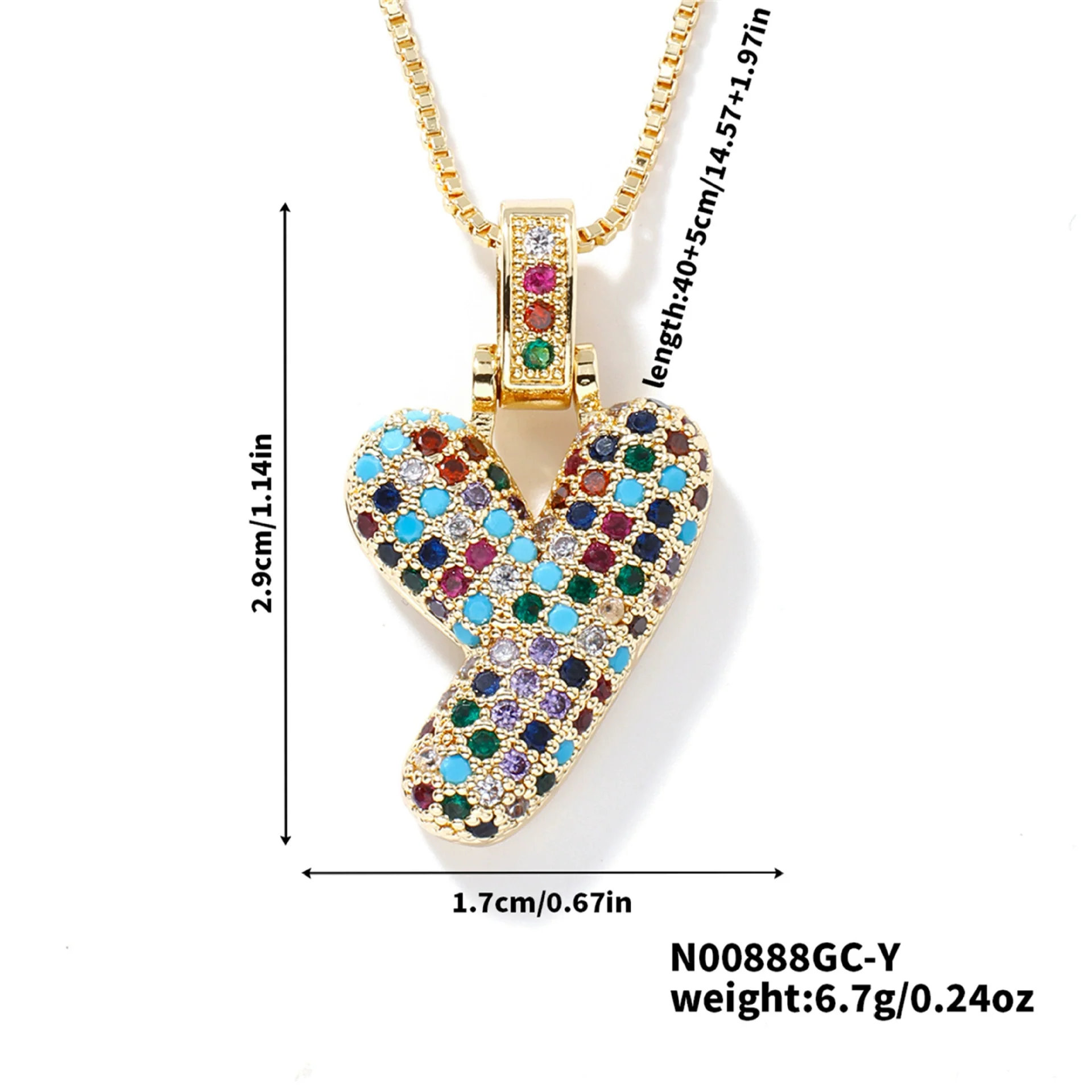 Pendant Clavicle Chain Copper Inlaid Zircon Hip Hop Style With Letter Pattern Electroplated - Image 30