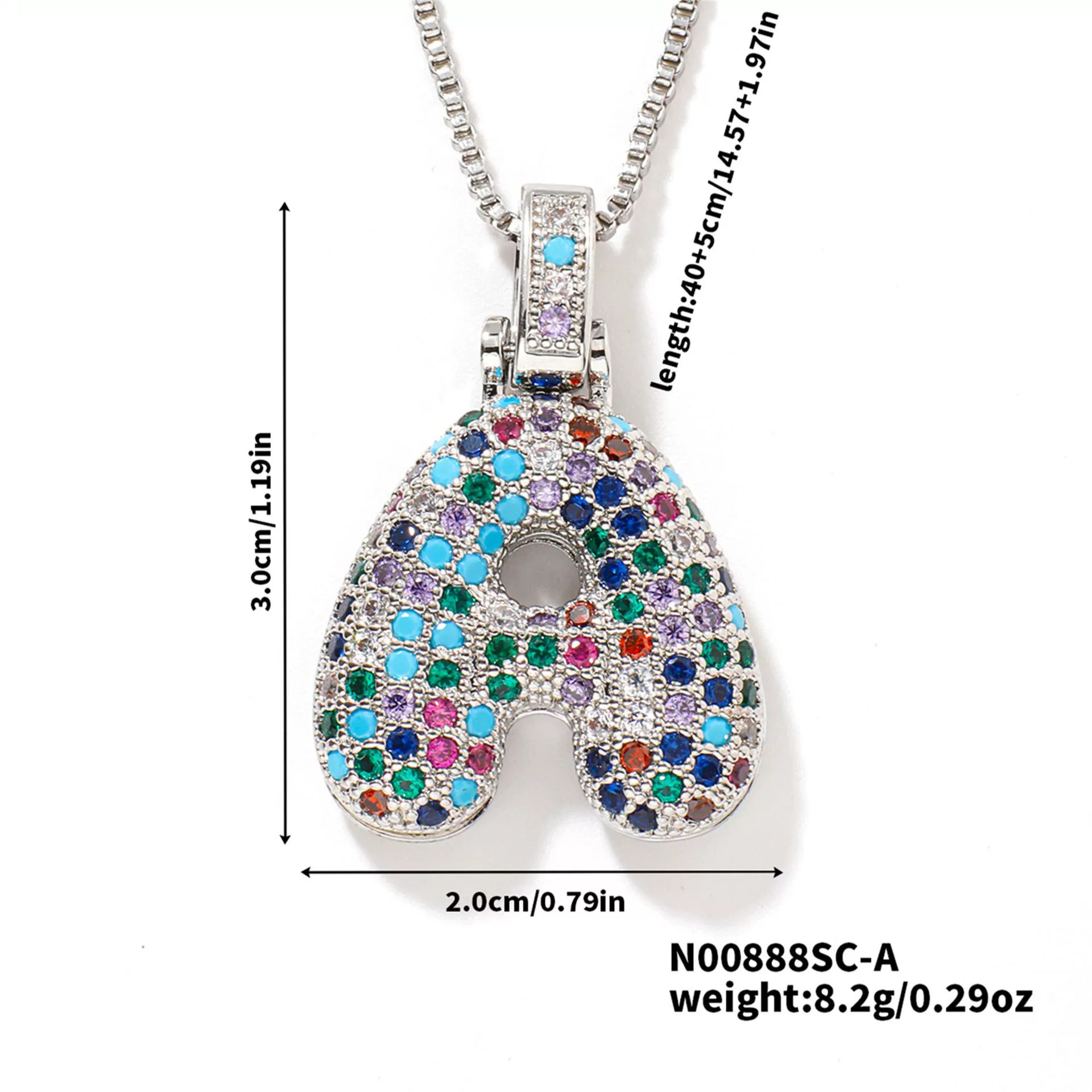Pendant Clavicle Chain Copper Inlaid Zircon Hip Hop Style With Letter Pattern Electroplated - Image 32