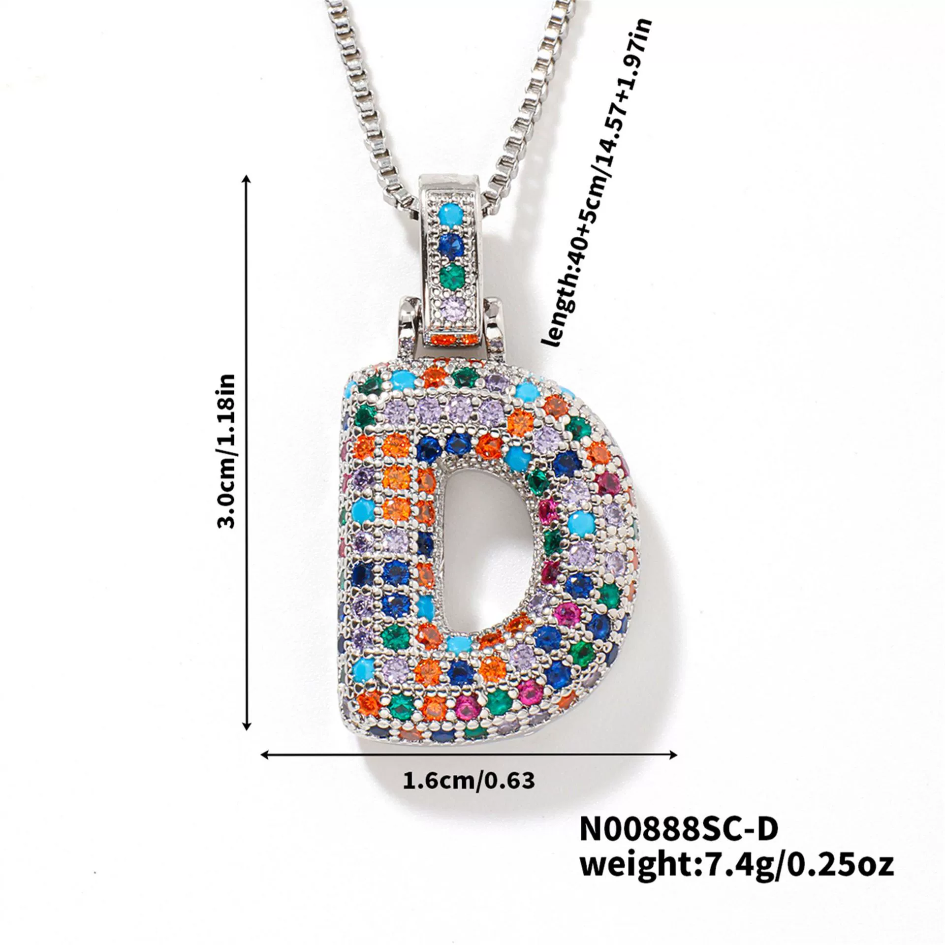 Pendant Clavicle Chain Copper Inlaid Zircon Hip Hop Style With Letter Pattern Electroplated - Image 35