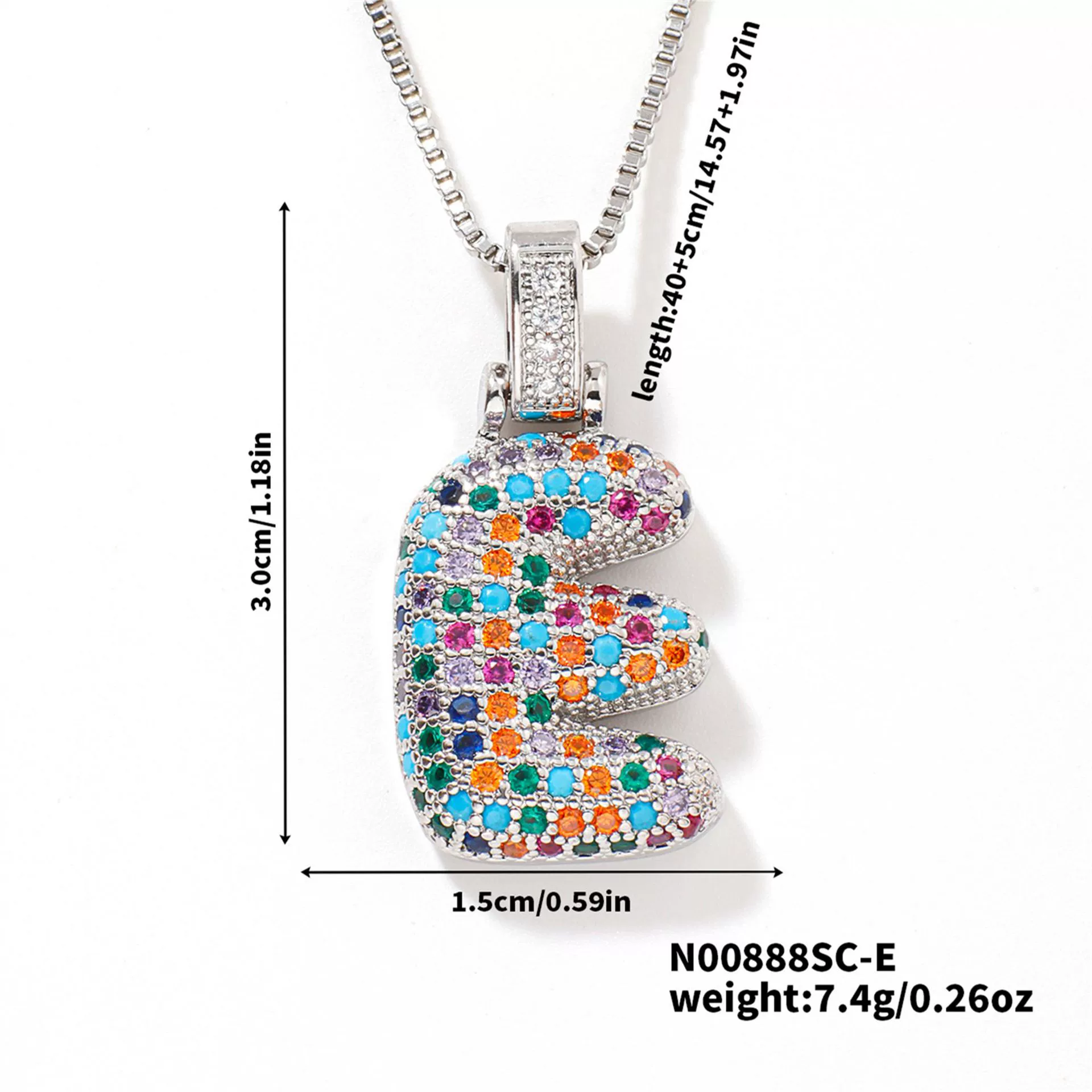 Pendant Clavicle Chain Copper Inlaid Zircon Hip Hop Style With Letter Pattern Electroplated - Image 36