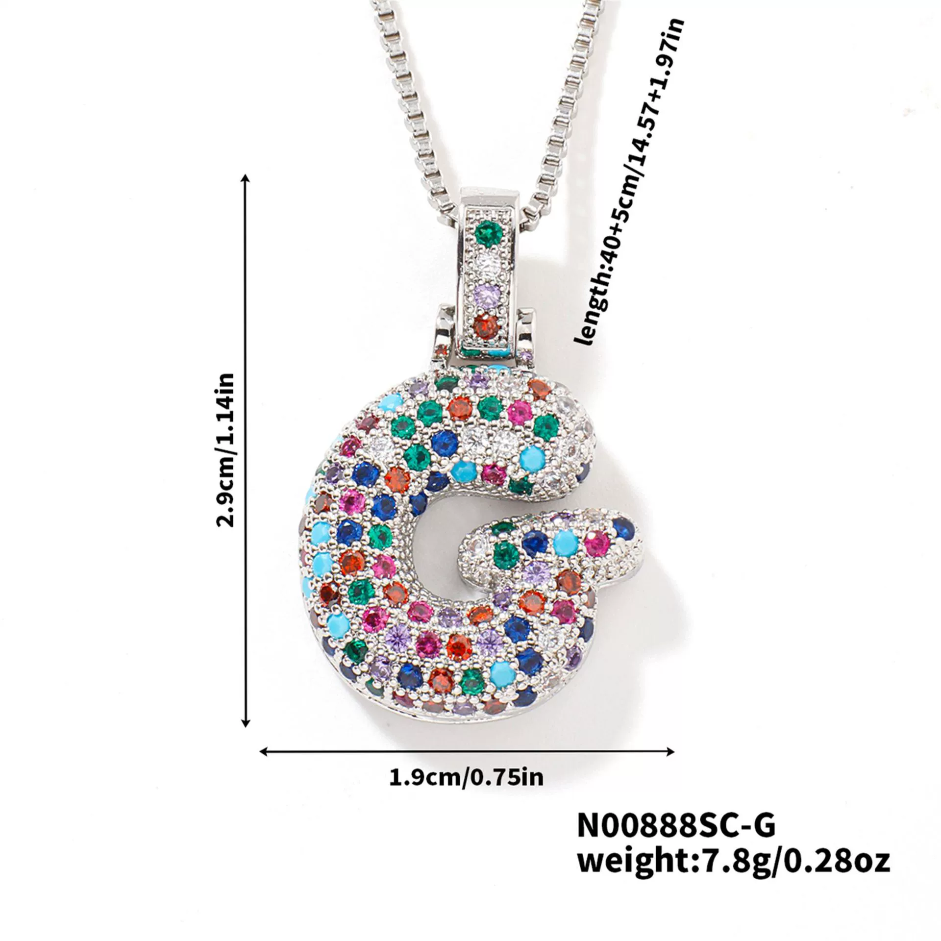 Pendant Clavicle Chain Copper Inlaid Zircon Hip Hop Style With Letter Pattern Electroplated - Image 38