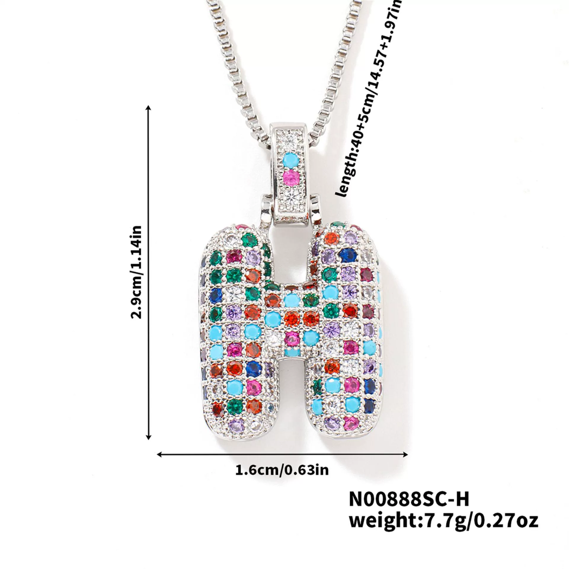 Pendant Clavicle Chain Copper Inlaid Zircon Hip Hop Style With Letter Pattern Electroplated - Image 39