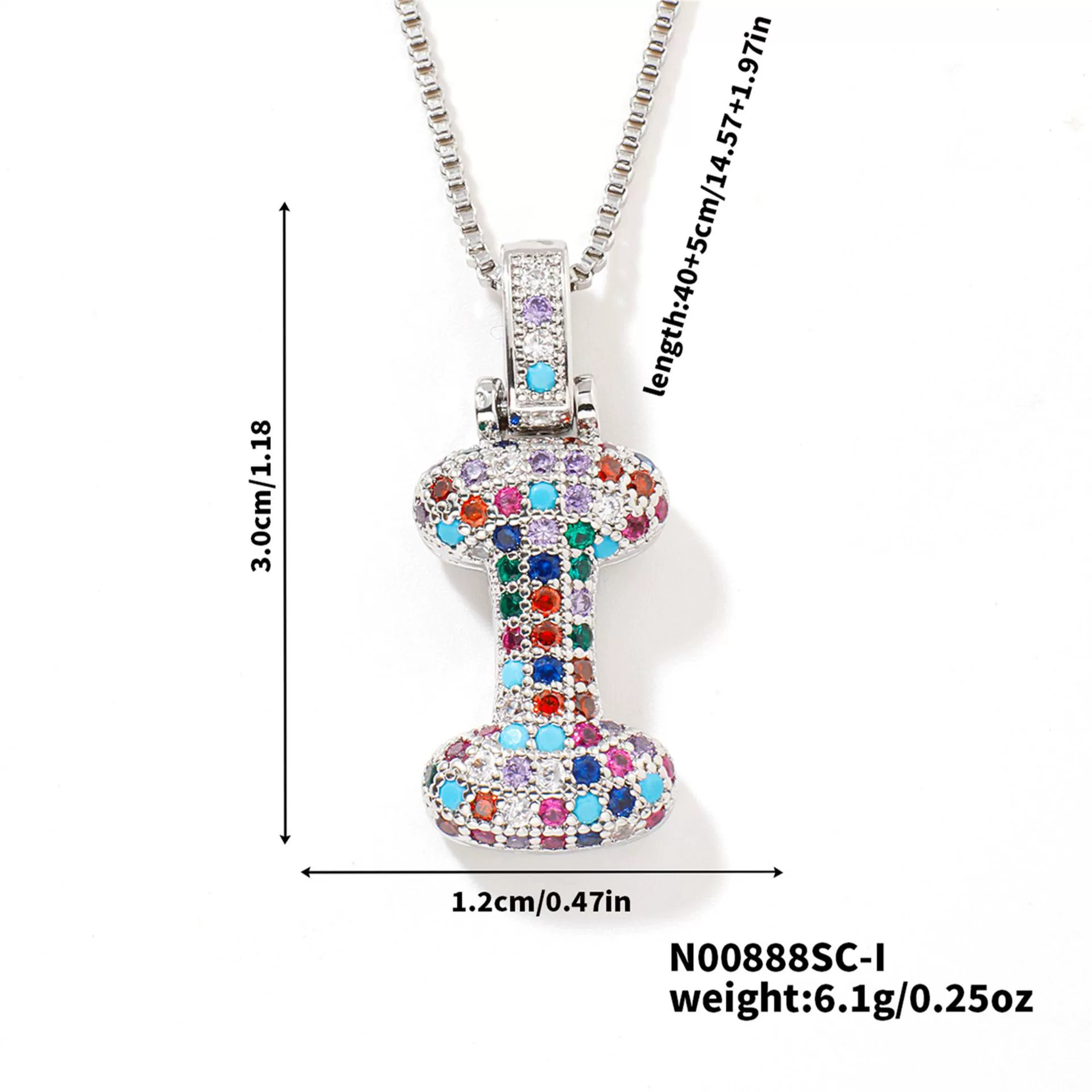Pendant Clavicle Chain Copper Inlaid Zircon Hip Hop Style With Letter Pattern Electroplated - Image 40