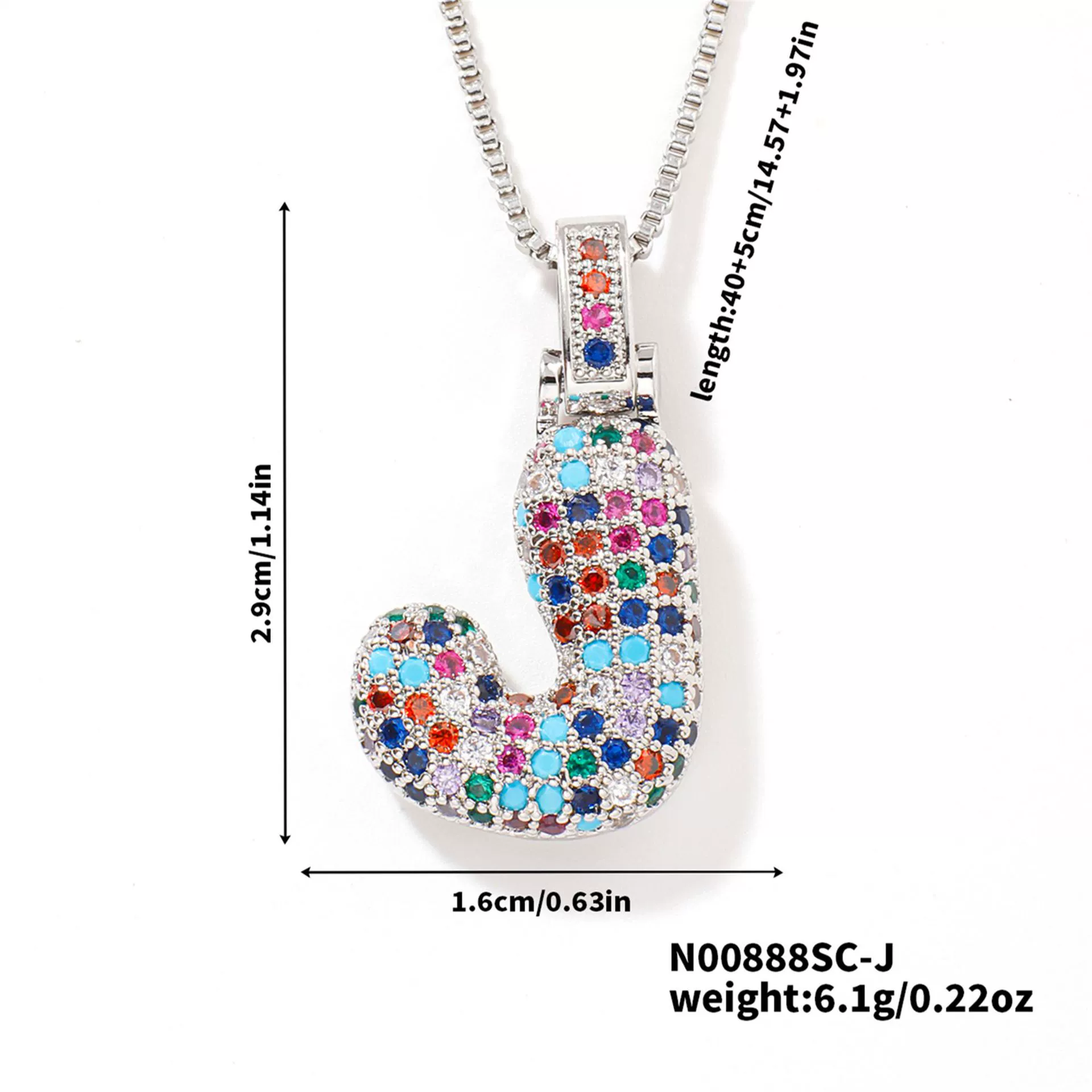 Pendant Clavicle Chain Copper Inlaid Zircon Hip Hop Style With Letter Pattern Electroplated - Image 41