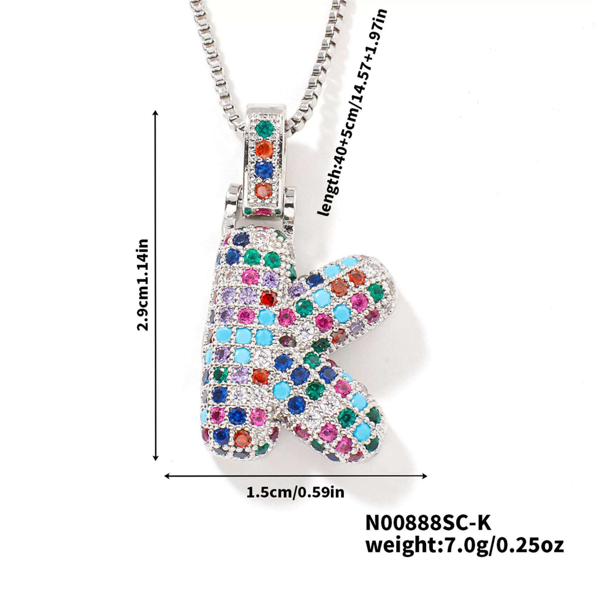 Pendant Clavicle Chain Copper Inlaid Zircon Hip Hop Style With Letter Pattern Electroplated - Image 42