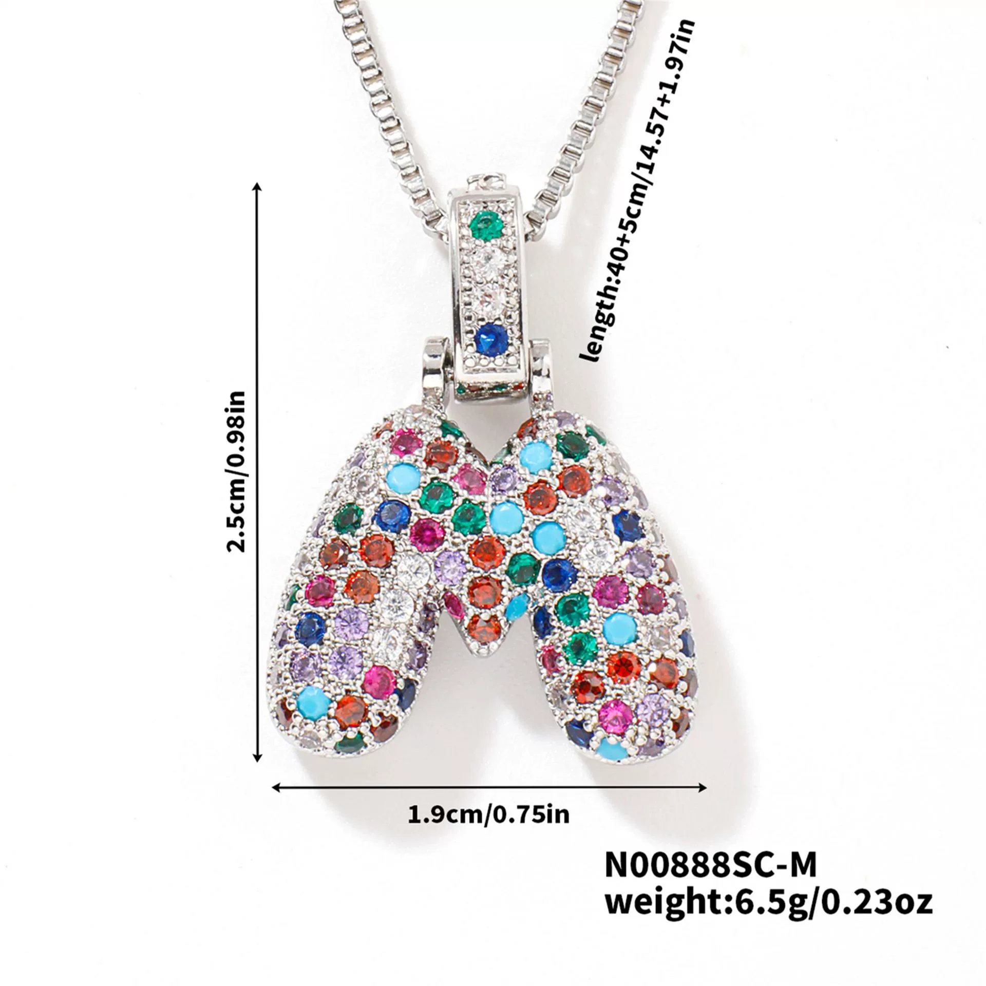 Pendant Clavicle Chain Copper Inlaid Zircon Hip Hop Style With Letter Pattern Electroplated - Image 44