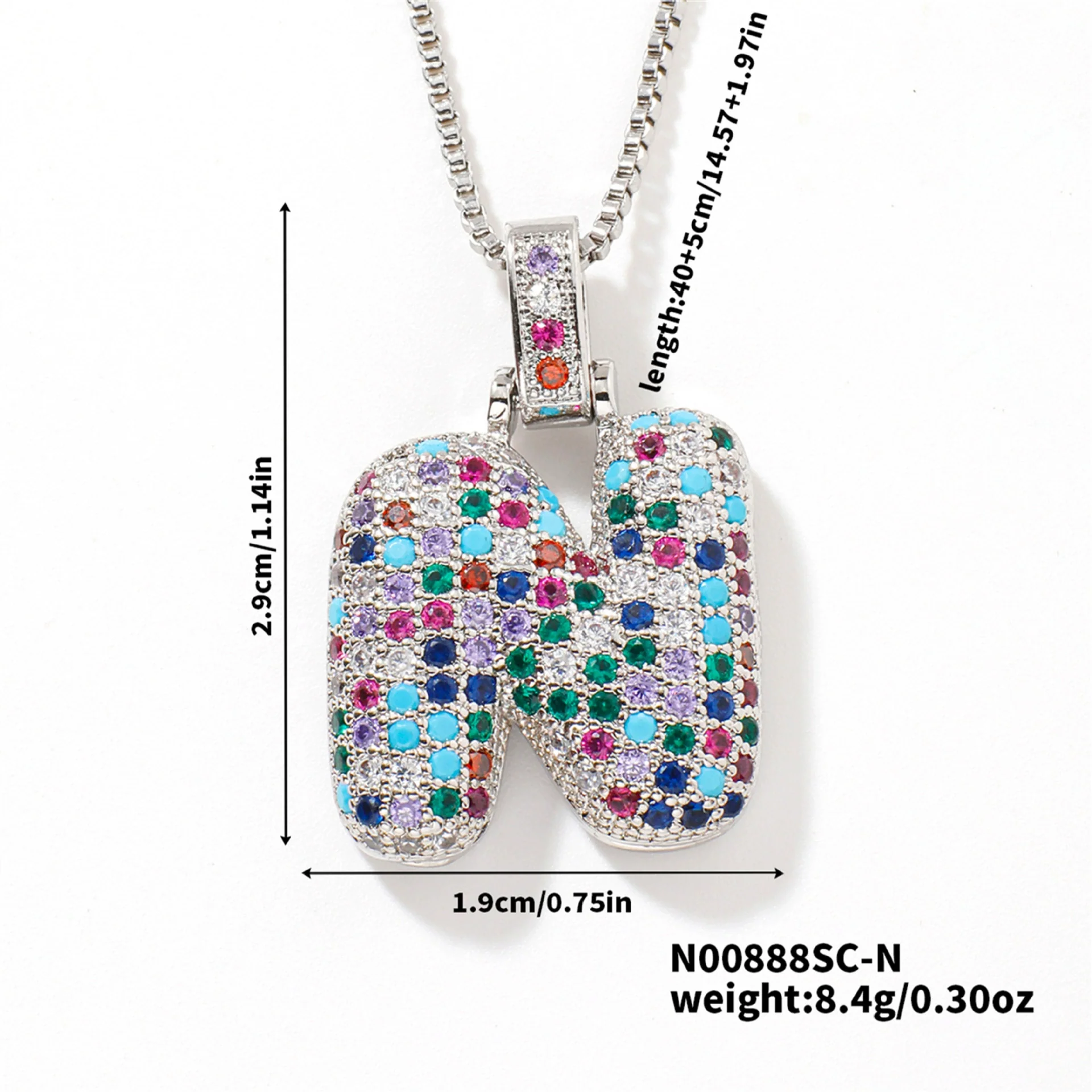 Pendant Clavicle Chain Copper Inlaid Zircon Hip Hop Style With Letter Pattern Electroplated - Image 45