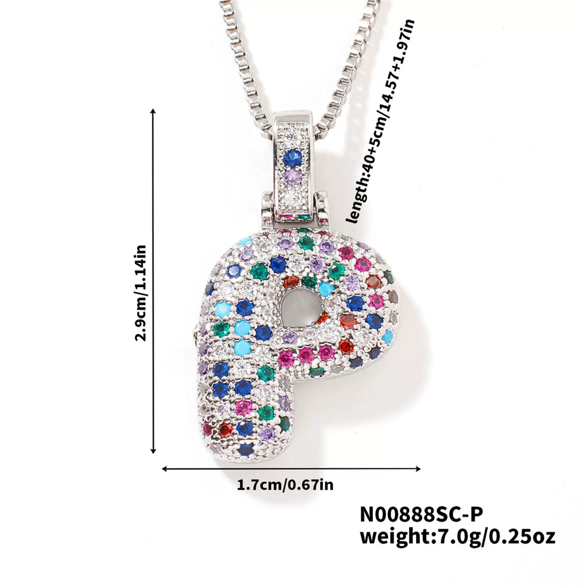 Pendant Clavicle Chain Copper Inlaid Zircon Hip Hop Style With Letter Pattern Electroplated - Image 47