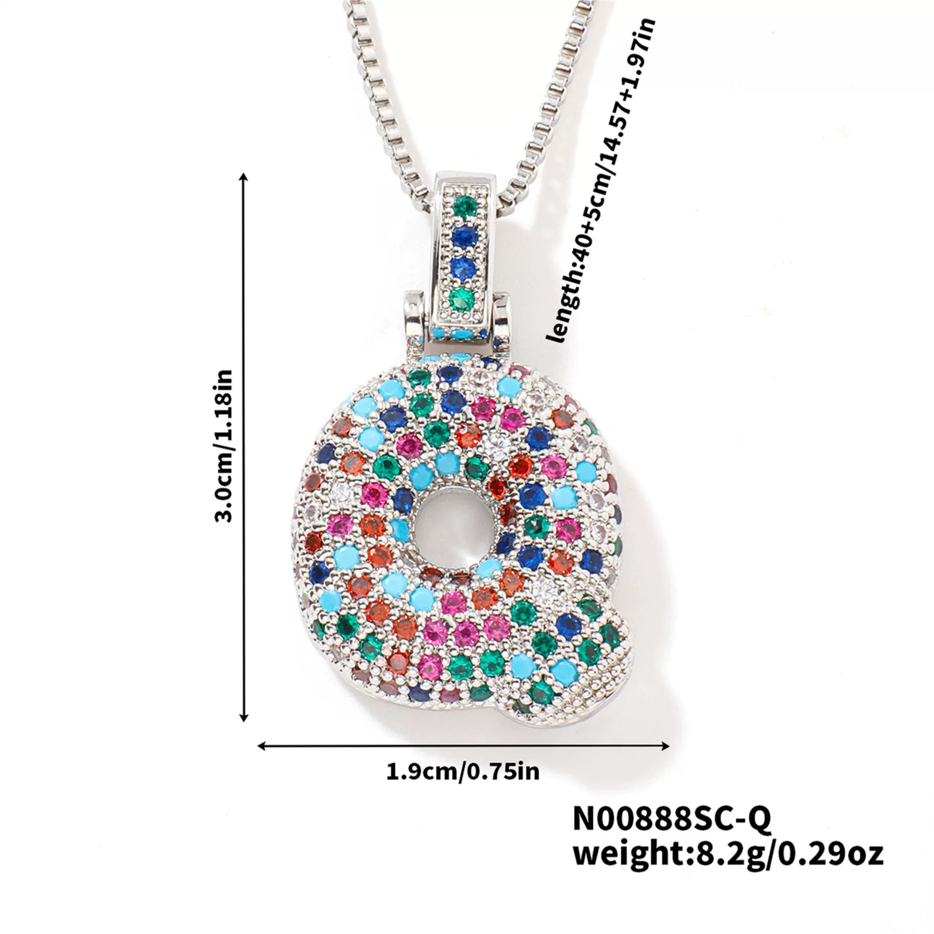 Pendant Clavicle Chain Copper Inlaid Zircon Hip Hop Style With Letter Pattern Electroplated - Image 48