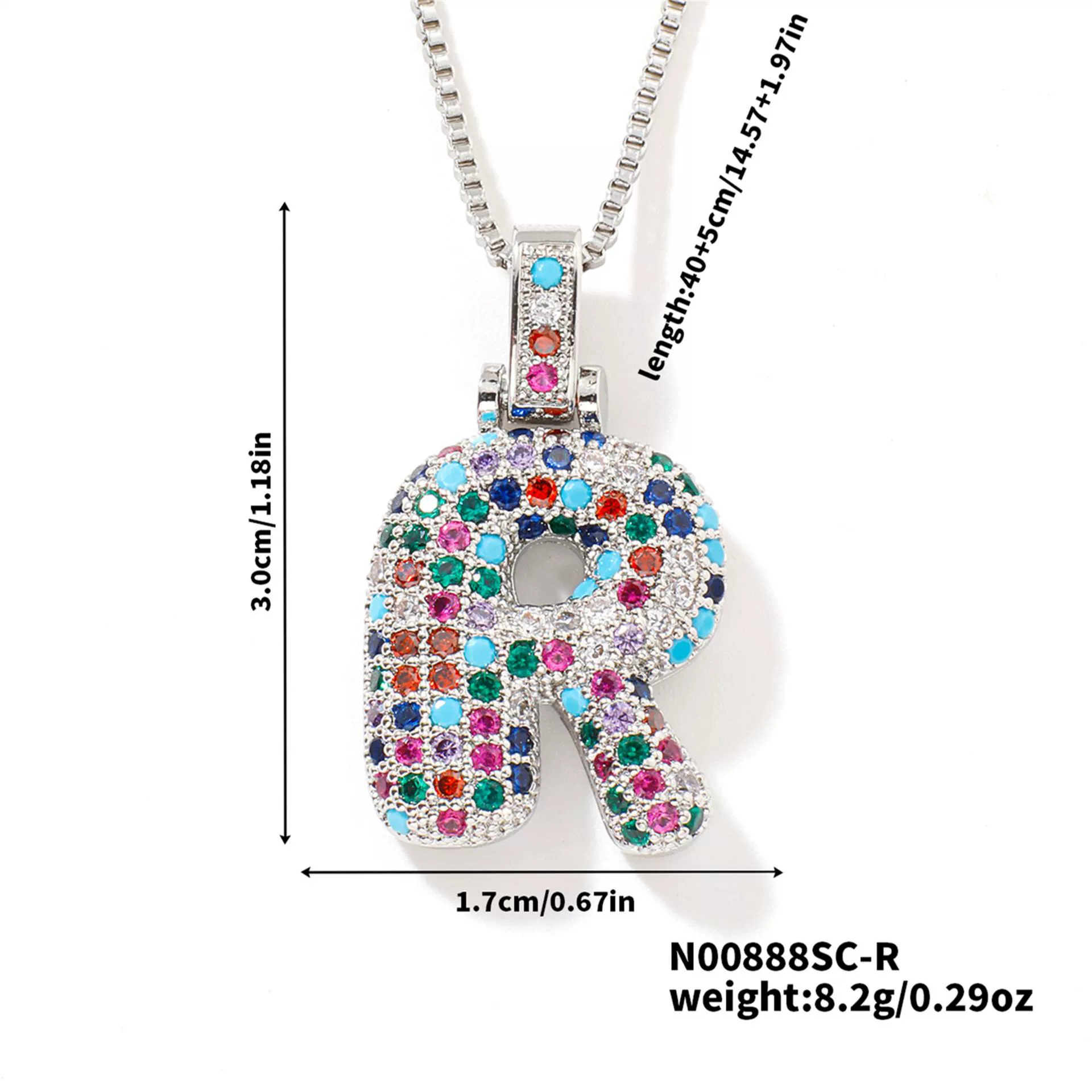 Pendant Clavicle Chain Copper Inlaid Zircon Hip Hop Style With Letter Pattern Electroplated - Image 49