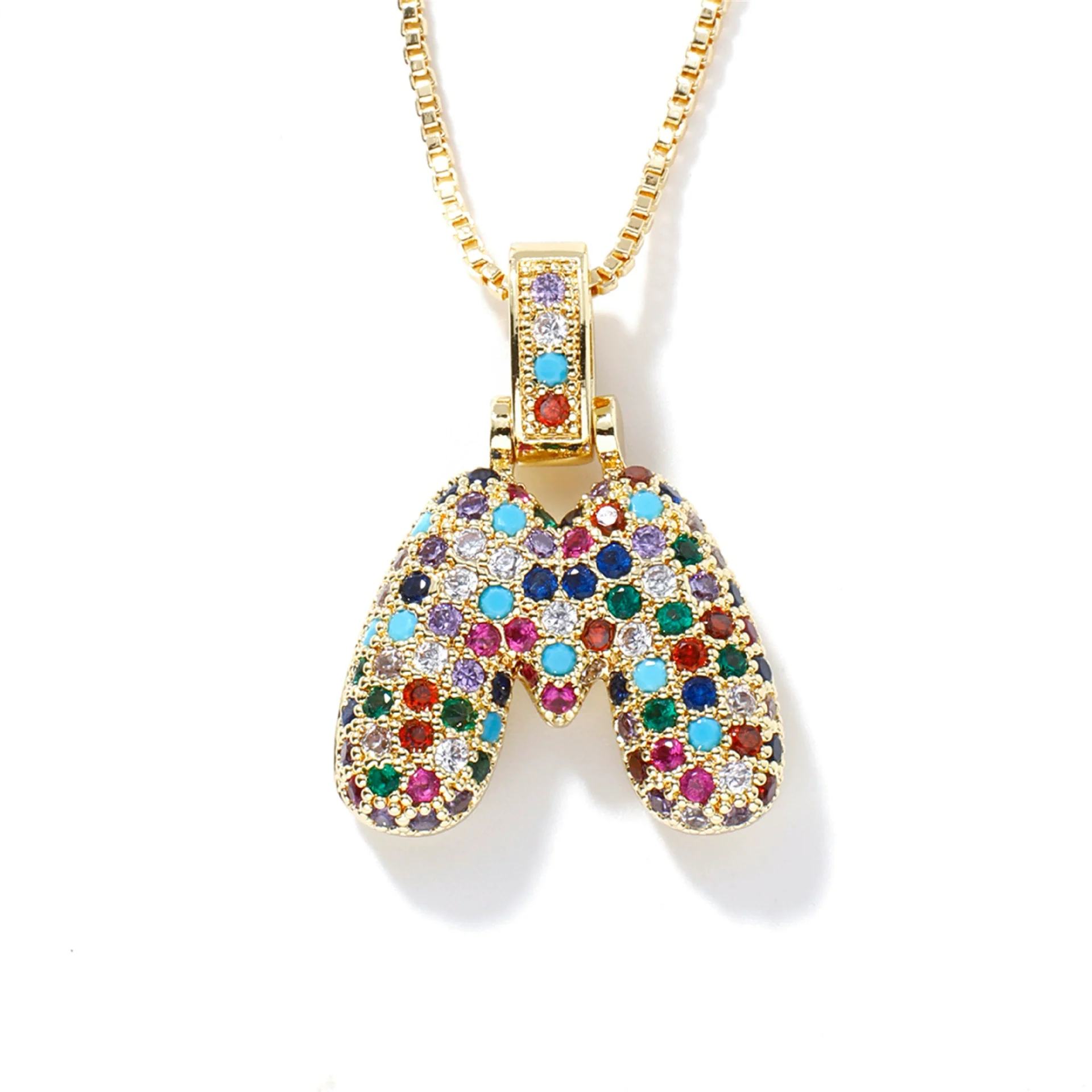 Pendant Clavicle Chain Copper Inlaid Zircon Hip Hop Style With Letter Pattern Electroplated - Image 5