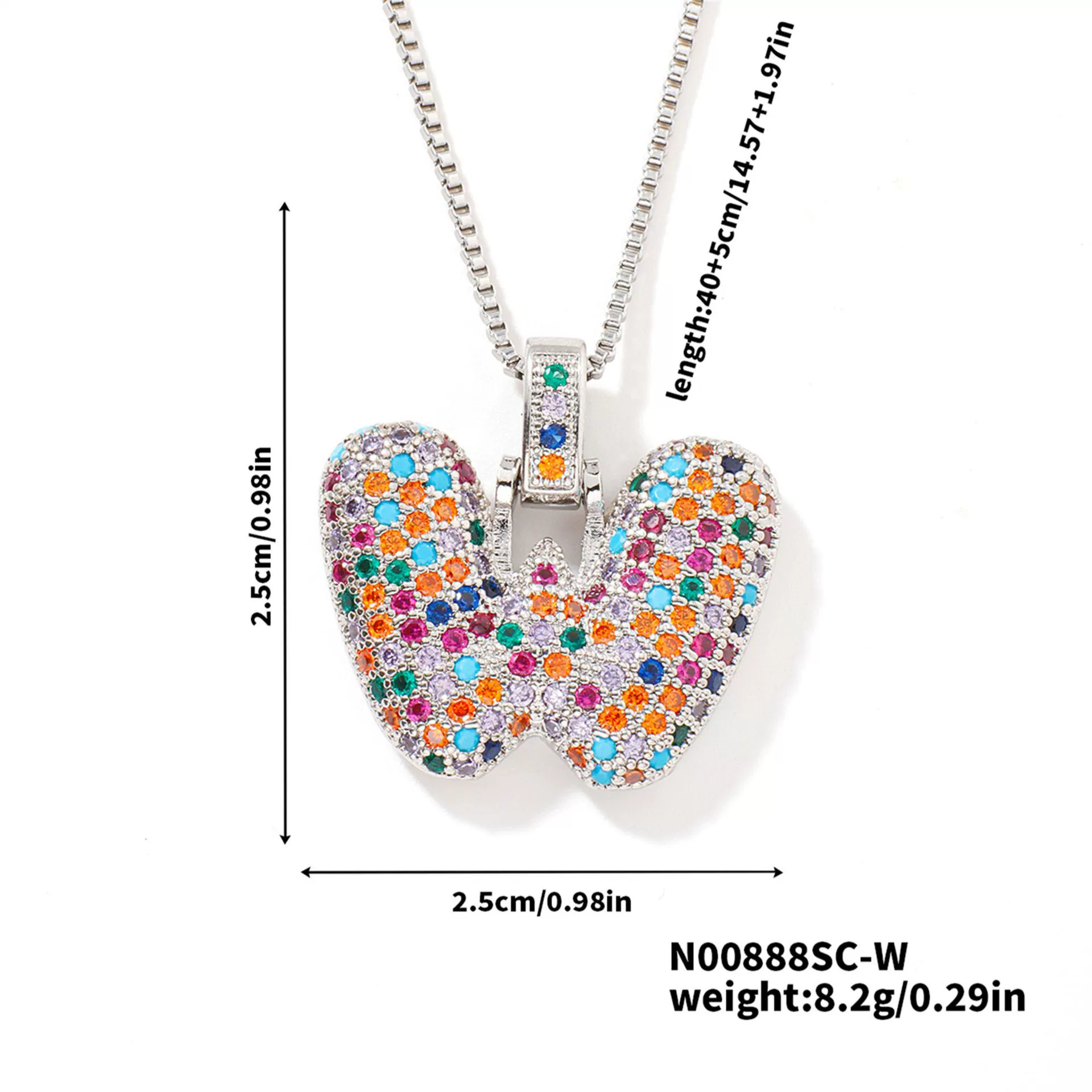 Pendant Clavicle Chain Copper Inlaid Zircon Hip Hop Style With Letter Pattern Electroplated - Image 54